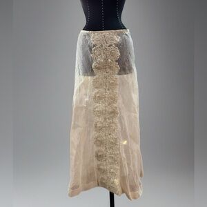 Sheer Midi Skirt with Embroidery